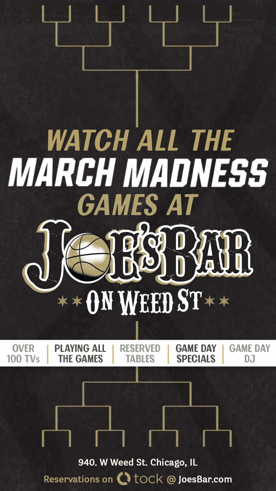 Poster To Reserve Your Table For March Madness Games at Joe's on Weed St.