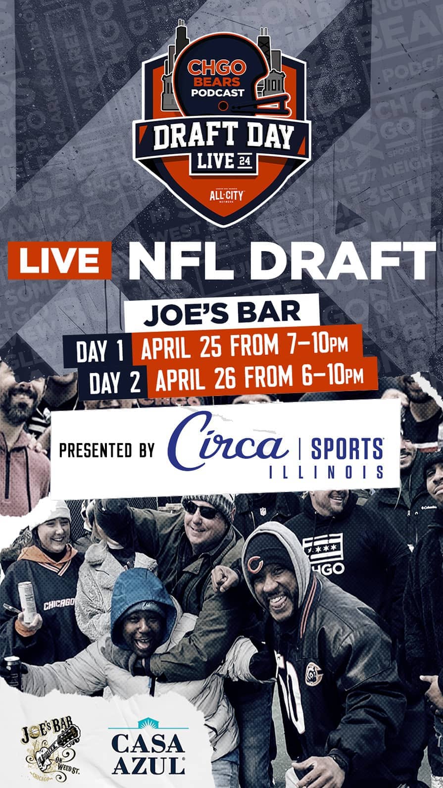 Poster to Reserve Your Table For the 2024 NFL Draft Party at Joe's on Weed St.