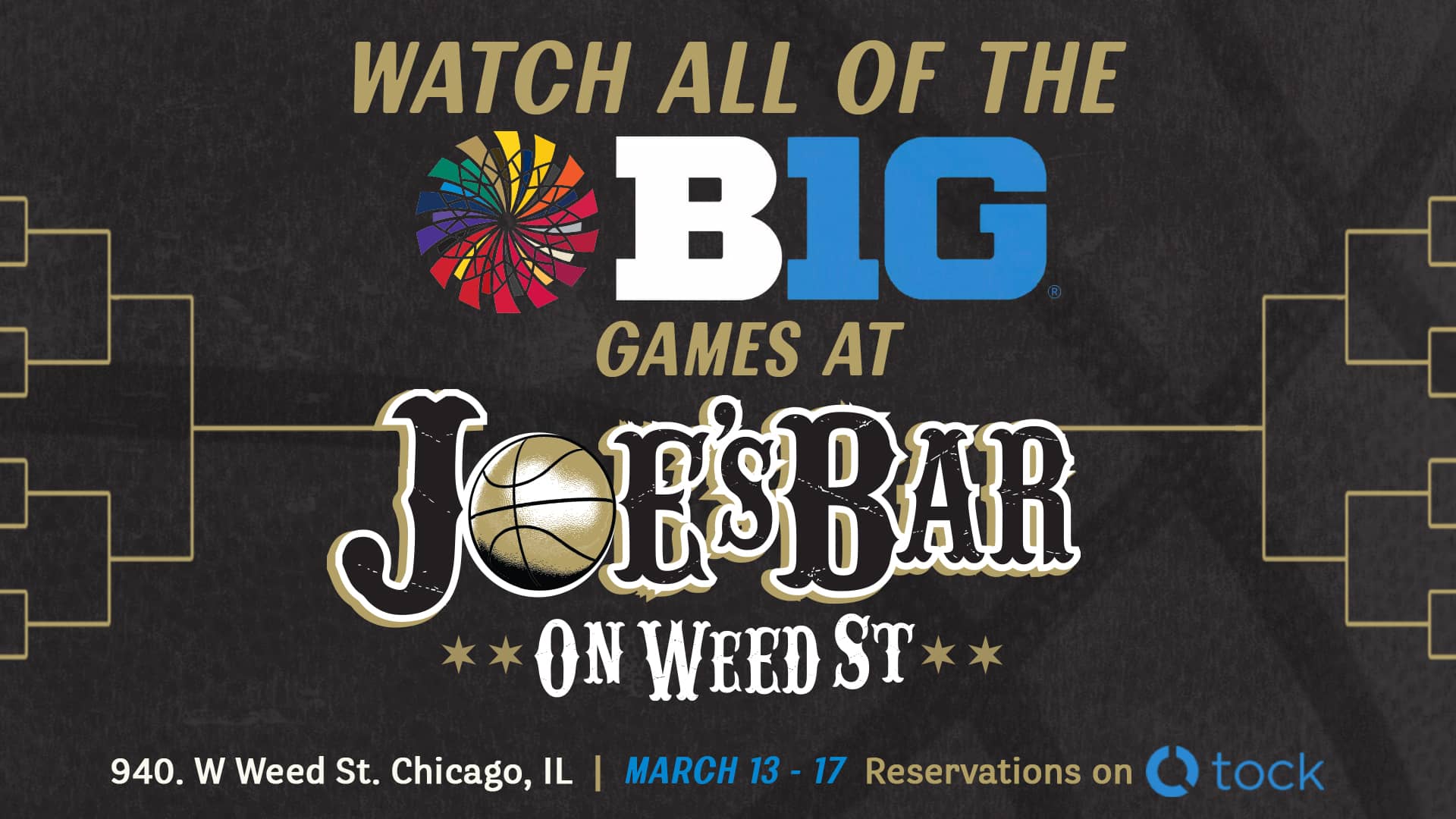 Poster to Watch All the Big 10 College Basketball Games this March, 2024 at Joe's on Weed St.