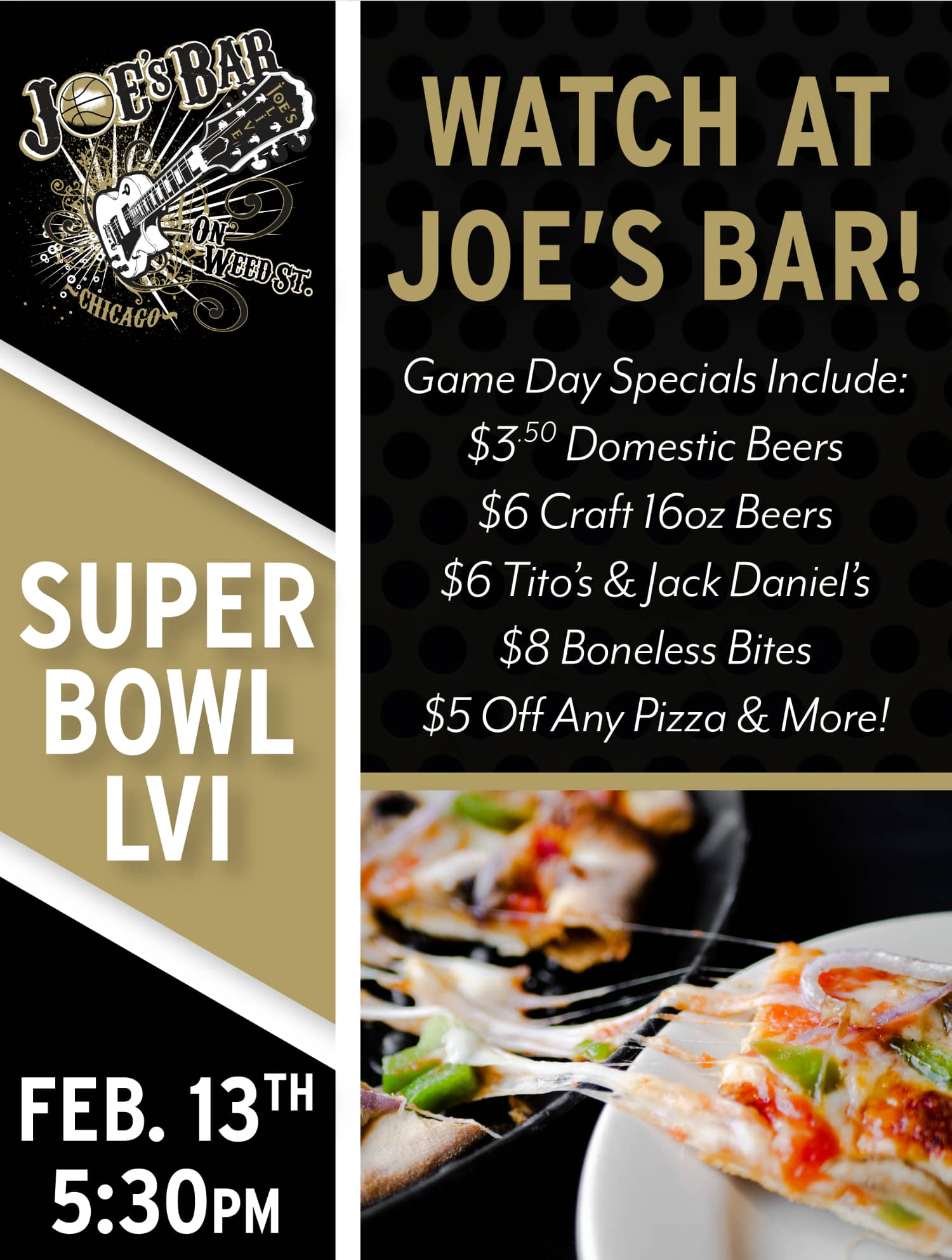 Watch the Super Bowl at Joe's on Weed St.