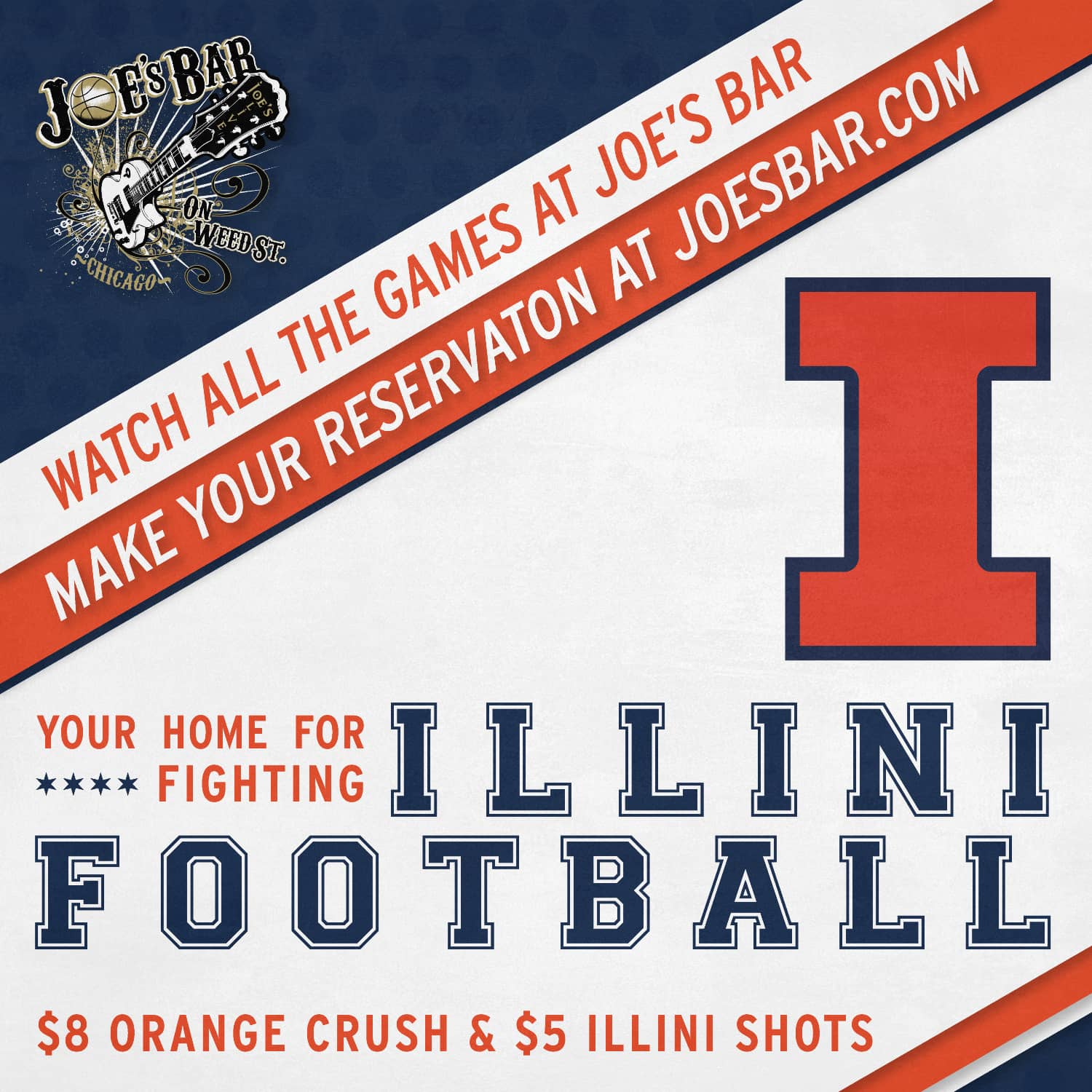 Illinois Fighting Illini Football Reservation at Joe's on Weed St. Poster