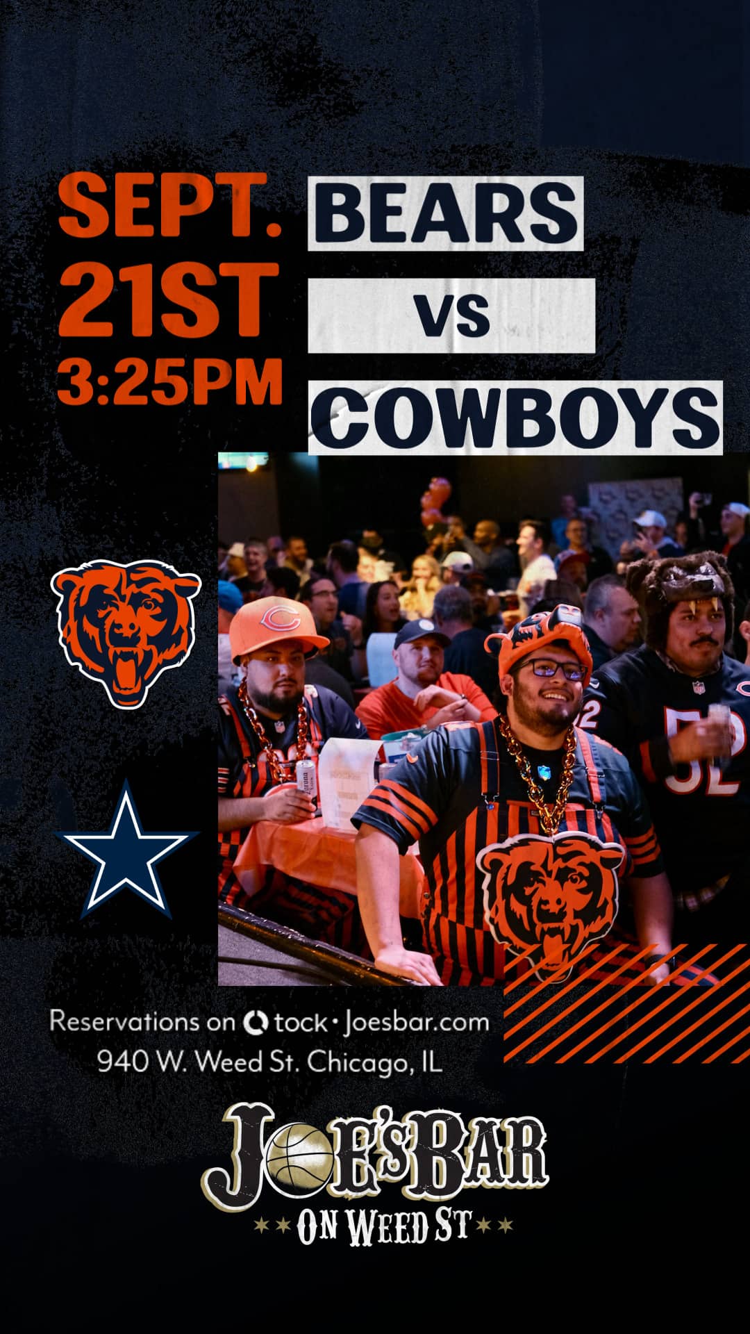 Poster To Watch the Chicago Bears vs Dallas Cowboys on on September 21, 2025 at Joe's on Weed St.